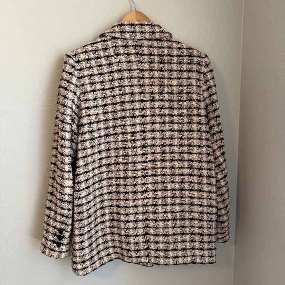 Anine Bing Diana Double Breasted Relaxed Fit Blazer in Apricot Tweed, X-Large - Picture 12 of 15